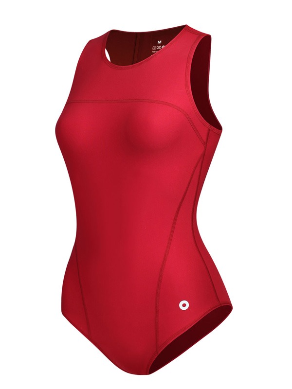 애디블 워터폴로 짚업백 미들컷 탄탄이 [레드] 여자 실내수영복 ASWRE011 RED