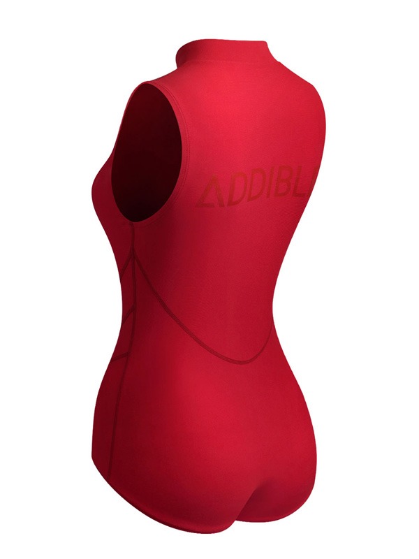 애디블 짚업 슬리브스2 미들컷 탄탄이 [레드] 여자 실내수영복 ASWRE013-1 RED